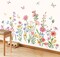Pink Wildflower Wall Stickers Garden Flower Daisy Butterflies Floral Botanical Wall Art Decals